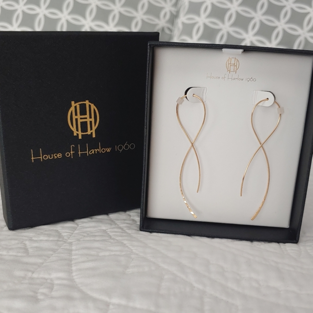 House of Harlow 1960 Gold Ribbon Hoop Earrings